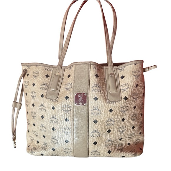 MCM Handbags - HP<3 EUC MCM Visetos Medium Liz Reversible Shopper Tote Beige & Dust Bag